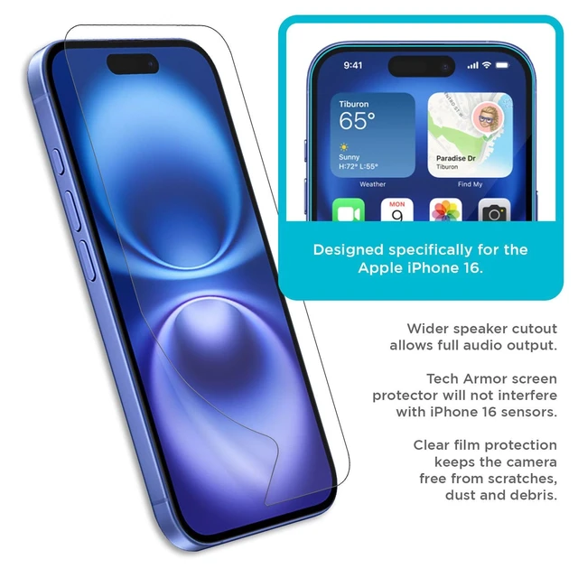 Alt view image 4 of 5 - Screen Protector for iPhone 16, HD PET Film, 4-Pack | Flexible Plastic Build, Crystal-clear display, Scratch-resistant coating, Case-friendly, Bubble-free apply, Touch-sensitive