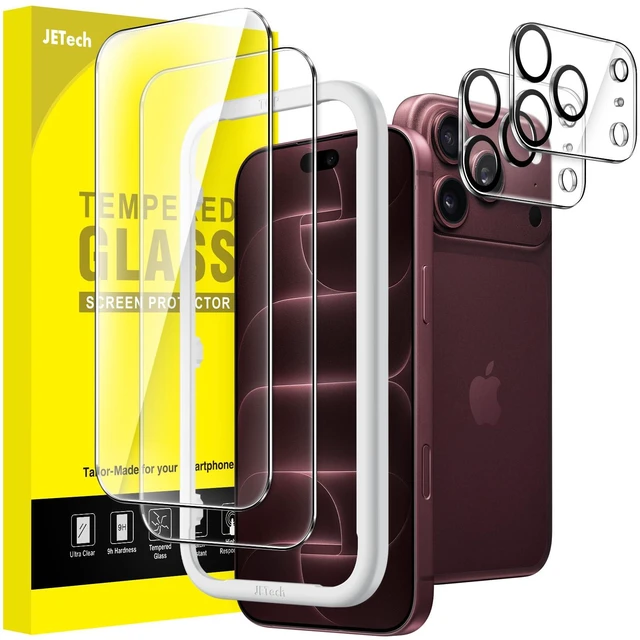 Main image of Screen Protector + Camera Lens Protector for iPhone 18 Pro, 2+2 Pack | Scratch Resistant, 9H+ Tempered Glass Film, Anti-Fingerprint, High Clarity, Easy Installation