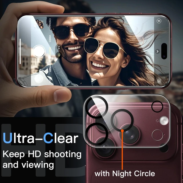 Alt view image 5 of 7 - Screen Protector + Camera Lens Protector for iPhone 18 Pro, 2+2 Pack | Scratch Resistant, 9H+ Tempered Glass Film, Anti-Fingerprint, High Clarity, Easy Installation
