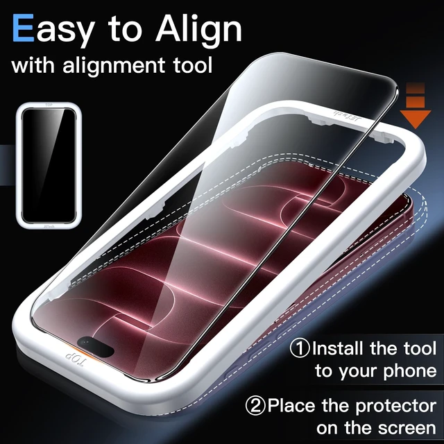 Alt view image 4 of 7 - Screen Protector + Camera Lens Protector for iPhone 18 Pro, 2+2 Pack | Scratch Resistant, 9H+ Tempered Glass Film, Anti-Fingerprint, High Clarity, Easy Installation