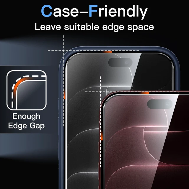 Alt view image 7 of 7 - Screen Protector + Camera Lens Protector for iPhone 18 Pro, 2+2 Pack | Scratch Resistant, 9H+ Tempered Glass Film, Anti-Fingerprint, High Clarity, Easy Installation