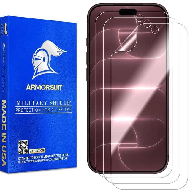 Main image of 3 Pack for iPhone 18 Pro Max (6.9") Screen Protector Case Friendly MilitaryShield HD Clear Film - Made in USA