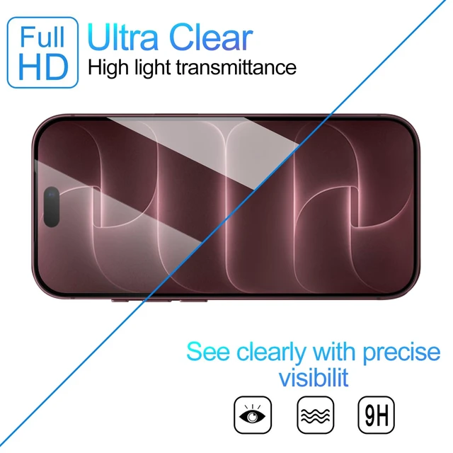 Alt view image 3 of 7 - 3 Pack HD Glass Screen Protector for iPhone 18 Pro | Ultra Clear,Anti-Scratch,Bubble-Free,Easy Install,9H Protective Glass for iPhone 18 Pro
