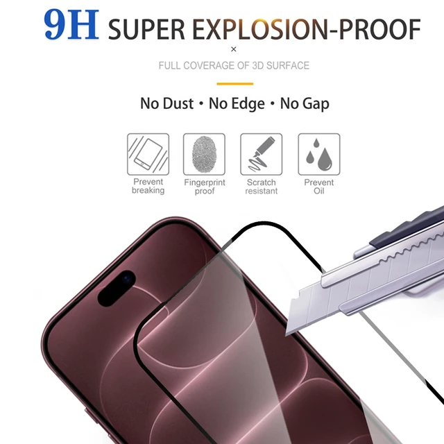 Alt view image 2 of 7 - 3 Pack HD Glass Screen Protector for iPhone 18 Pro | Ultra Clear,Anti-Scratch,Bubble-Free,Easy Install,9H Protective Glass for iPhone 18 Pro
