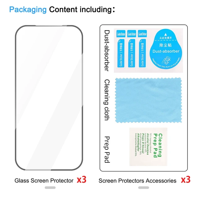Alt view image 7 of 7 - 3 Pack HD Glass Screen Protector for iPhone 18 Pro | Ultra Clear,Anti-Scratch,Bubble-Free,Easy Install,9H Protective Glass for iPhone 18 Pro