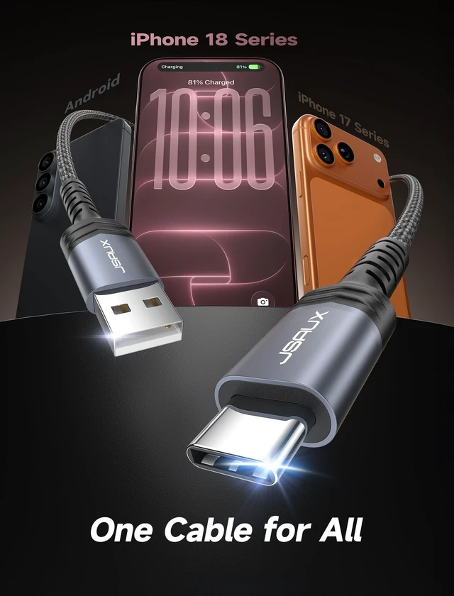 Alt view image 2 of 7 - for iPhone 18 17 Pro Charger Cable, 10ft/2-Pack USB to USB C-Gray | Type C Fast Charging Cord for iPhone 18 Pro Max CarPlay, iPhone 17/16/15 Series, Samsung Galaxy S25 Ultra S24, Android Auto