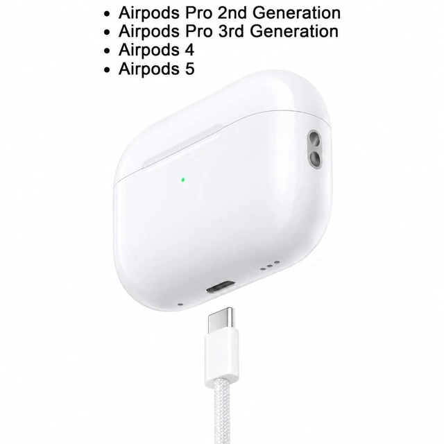 Alt view image 2 of 7 - Airpods Pro 2nd/3rd Gen Charger, 20W USB-C Airpods 4/5 Charging Cord, USB C to usb c Woven Cable for AirPod Pro 3 (2025), Max 2 Wireless Earbuds, iPhone 18/17/17E/16/16E/15 Charging Cord Power Adapter