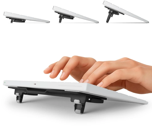 Main image of ESC Flip Keyboard Stand for Desk, Tilting Riser That Attaches to Your Keyboard 3 Adjustable Angles, Compatible with Apple Magic Keyboard, Logitech MX Keys, K380 & Flat-Back Models