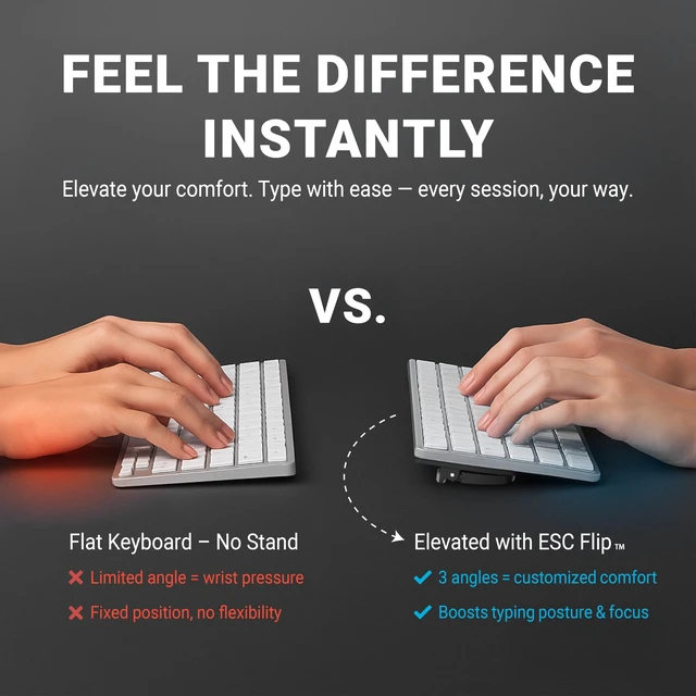 Alt view image 6 of 7 - ESC Flip Keyboard Stand for Desk, Tilting Riser That Attaches to Your Keyboard 3 Adjustable Angles, Compatible with Apple Magic Keyboard, Logitech MX Keys, K380 & Flat-Back Models