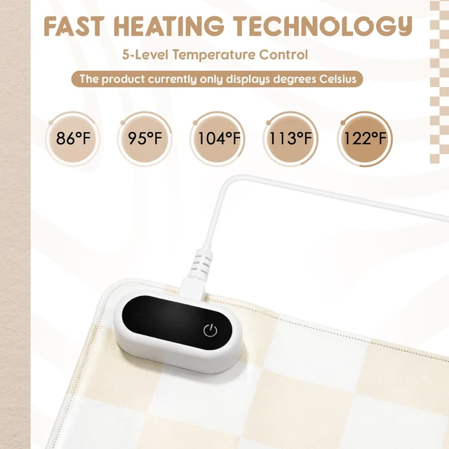 Alt view image 5 of 7 - Heated Desk Mat PU Warm Mouse Pad,Beige Checkerboard,31.5" X 13" | Leather Warmer Gaming Mice Mat, Only Supports 110v, 4 Hour Auto Shut-off, 5 Heating Level, Heating Office Keyboard Pad
