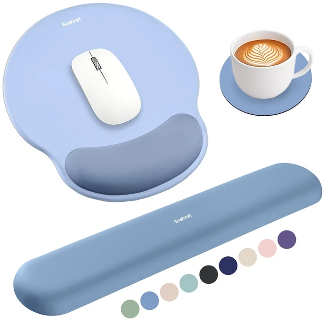 Main image of Mouse Pad and Keyboard Wrist Rest, 3-in-1 Gel Memory Foam Ergonomic Mouse Pad with Wrist Rest Set,Gaming Mousepad Arm Cushion Support for Computer Office Desk Accessories Cute Setup,Sky Blue
