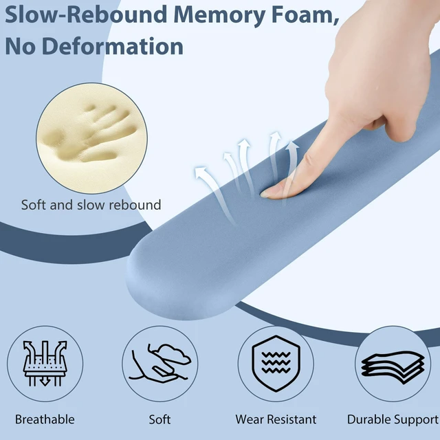 Alt view image 4 of 7 - Mouse Pad and Keyboard Wrist Rest, 3-in-1 Gel Memory Foam Ergonomic Mouse Pad with Wrist Rest Set,Gaming Mousepad Arm Cushion Support for Computer Office Desk Accessories Cute Setup,Sky Blue