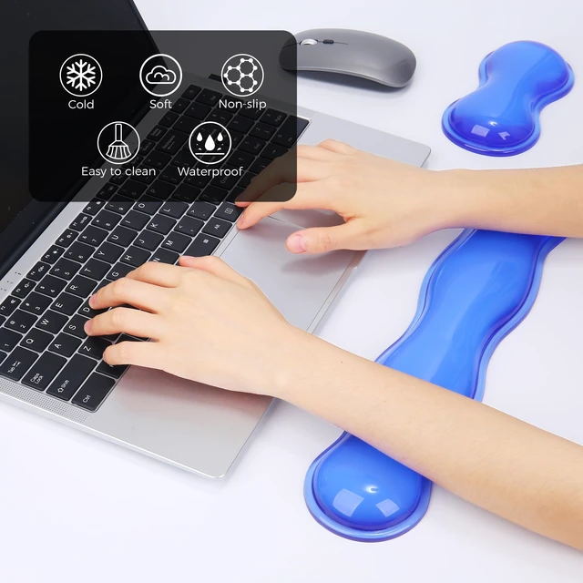 Alt view image 2 of 7 - Gel Wrist Rest for Keyboard and Mouse, Wrist Rest for Keyboard, Mouse Wrist Support, Pain Relief, Cool Touch, Non-Skid, Wrist pad Set