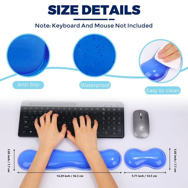 Alt view image 4 of 7 - Gel Wrist Rest for Keyboard and Mouse, Wrist Rest for Keyboard, Mouse Wrist Support, Pain Relief, Cool Touch, Non-Skid, Wrist pad Set