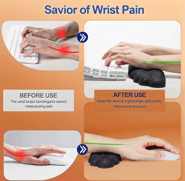 Alt view image 3 of 7 - Silky Cloud Wrist Rest Set for Keyboard & Mouse, 16.9", Black Star | Memory Foam Arm Rest with Ergonomic Support Fits Full Keyboards and Reduces Typing Fatigue for Office, Gaming and Home Use
