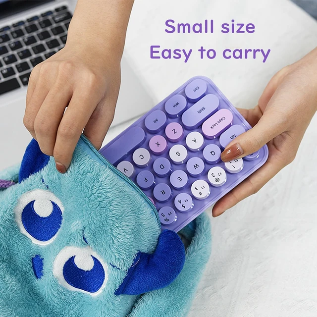 Alt view image 6 of 7 - Compact Wireless Keyboard and Mouse Combo, Colorful Round Keycap, Soundless 68 Keys, Suitable for Girls and Kids, Compatible with Notebook, PC (Purple)