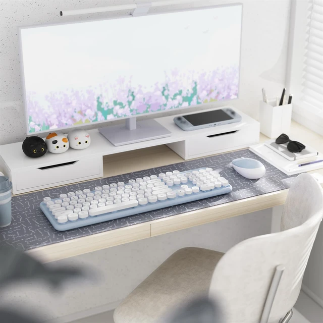 Alt view image 2 of 6 - Colorful Wireless Keyboard and Mouse Combo Blue White | Full-Sized Office Keyboard with Typewriter Flexible Keys, 2.4GHz Dropout-Free Connection, Optical Mouse for PC Laptop