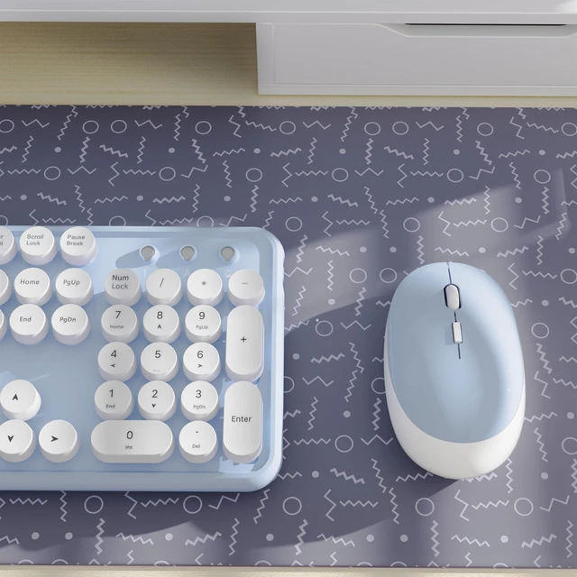 Alt view image 4 of 6 - Colorful Wireless Keyboard and Mouse Combo Blue White | Full-Sized Office Keyboard with Typewriter Flexible Keys, 2.4GHz Dropout-Free Connection, Optical Mouse for PC Laptop