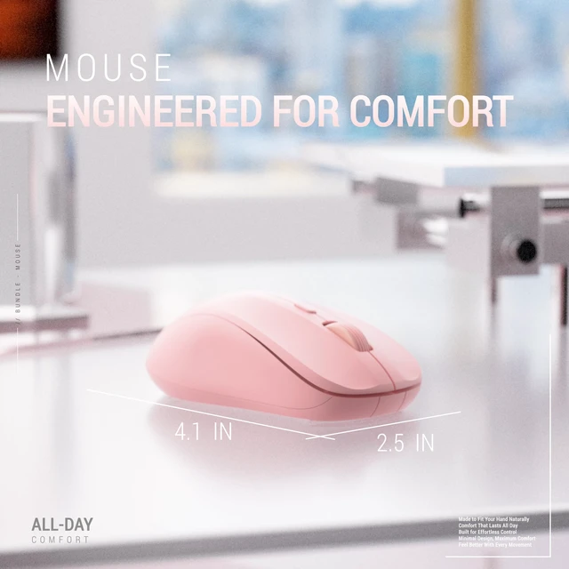 Alt view image 6 of 6 - Wireless Keyboard and Mouse Combo, 110-Key Full Size (Gradient Pink) | Cloud-W Silent Keyboard with Round Keycaps, 2.4GHz USB Plug-and-Play Wireless, Compatible with PC, Laptop, Mac