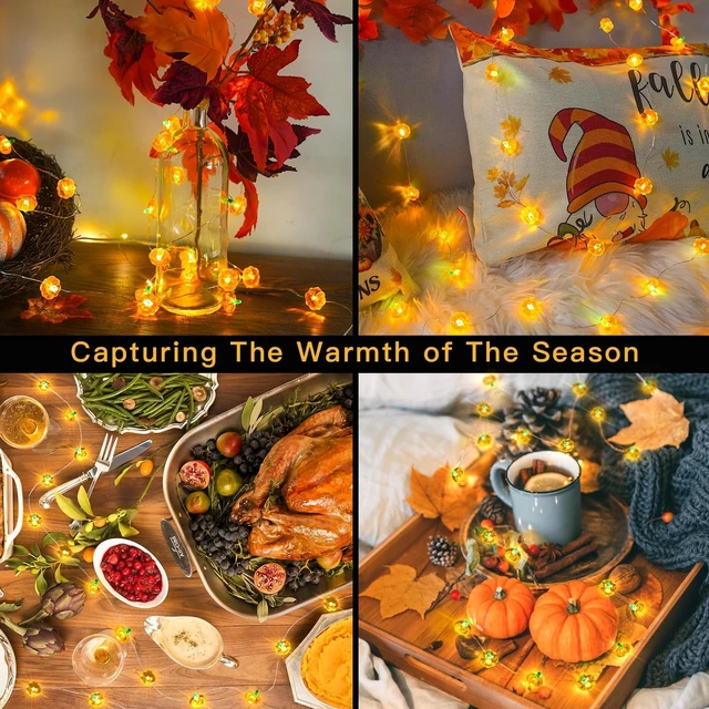 Alt view image 2 of 7 - 12.8ft 40 LED Halloween Pumpkin Lights Battery Operated Timer | 3D Pumpkin Lights String With Remote, 8 Modes Fall Decorations for Indoor, Party, Harvest, Thanksgiving