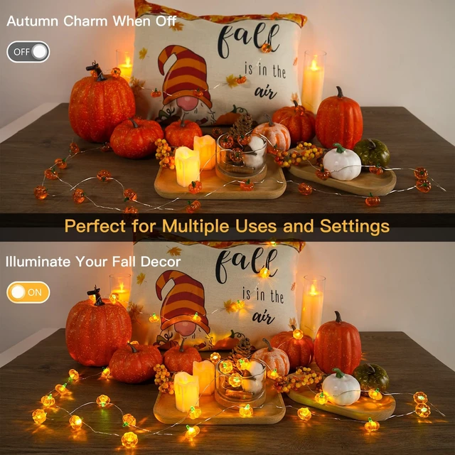 Alt view image 7 of 7 - 12.8ft 40 LED Halloween Pumpkin Lights Battery Operated Timer | 3D Pumpkin Lights String With Remote, 8 Modes Fall Decorations for Indoor, Party, Harvest, Thanksgiving