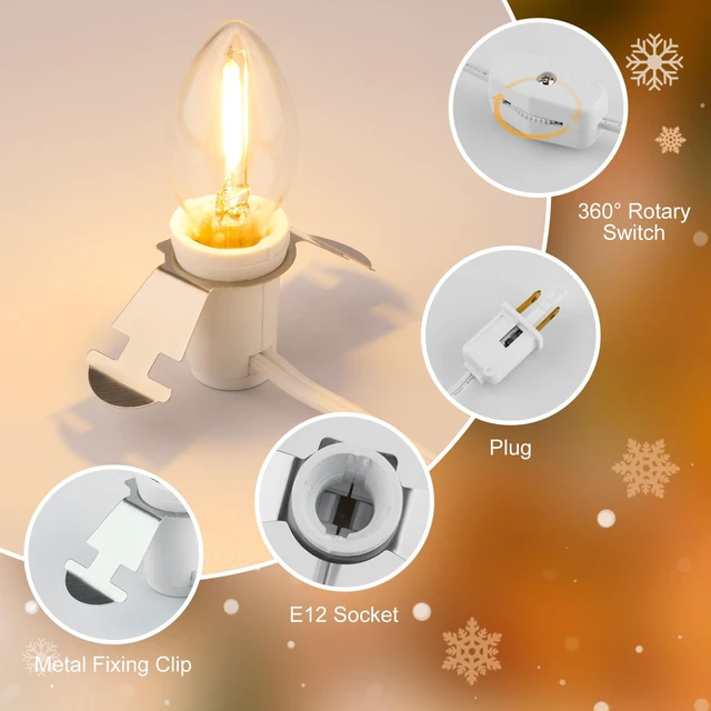 Alt view image 7 of 7 - Accessory Cord with LED Bulb - 6ft Cord with On/Off Switch for Night Lights, Halloween Pumpkin, Blow Mold, Christmas Village House, Holiday Ceramic Trees, Craft Projects, 2 Pack