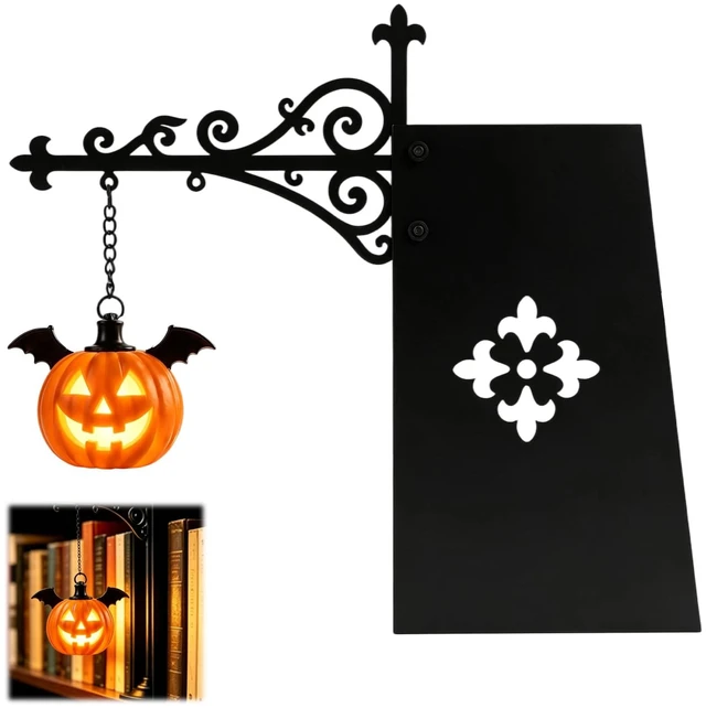 Main image of Ghost Bookshelf LanternLibrary Mini Bookshelf Lamp, Little Cute Lantern-Decorative Library Hanging Resin Lighting, Miniature Halloween Vintage Patchwork Reading Book LED NightlightPumpkin