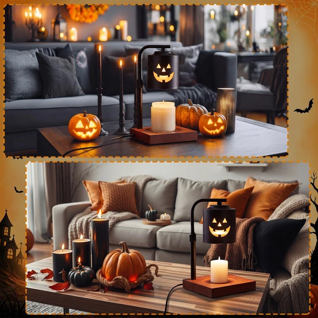 Alt view image 6 of 7 - Halloween Candle Warmer Lamp with Timer, Adjustable Height Dimmable | Jack O Lanterns Pumpkin Lamp for Jar Candles, Electric Warming Light, Flameless Home Decor Wax Melter Lamps, Birthday Gifts