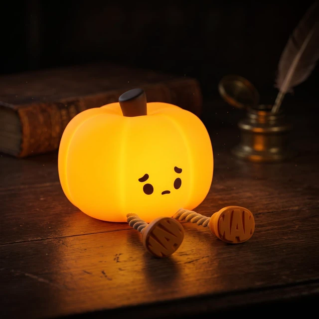 Main image of Pumpkin Night Light, Cute Silicone Lamp Dimmable Nightlight Rechargeable Lamp, Squishy Stress Relief Toy, 3 Brightness 30 Min Timer, Halloween Decor Office Desk Home Decorations