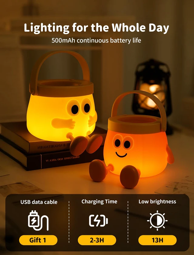 Alt view image 7 of 7 - Pumpkin Night Light, Cute Pumpkin Lamp, Halloween Gifts Fall Decor | Portable Halloween Lamps, Rechargeable Table Lamp for Halloween Decorations Indoor Gifts