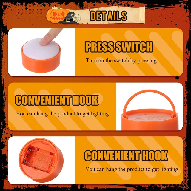 Alt view image 3 of 6 - 6 Pack Halloween Pumpkin LED Lights, Orange | 2 Remotes Timer Jack-o Pumpkin Lights Lantern Battery Operated Lantern Bright Flameless Candle Decor Outdoor Decorations