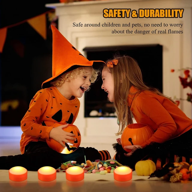 Alt view image 6 of 6 - 6 Pack Halloween Pumpkin LED Lights, Orange | 2 Remotes Timer Jack-o Pumpkin Lights Lantern Battery Operated Lantern Bright Flameless Candle Decor Outdoor Decorations