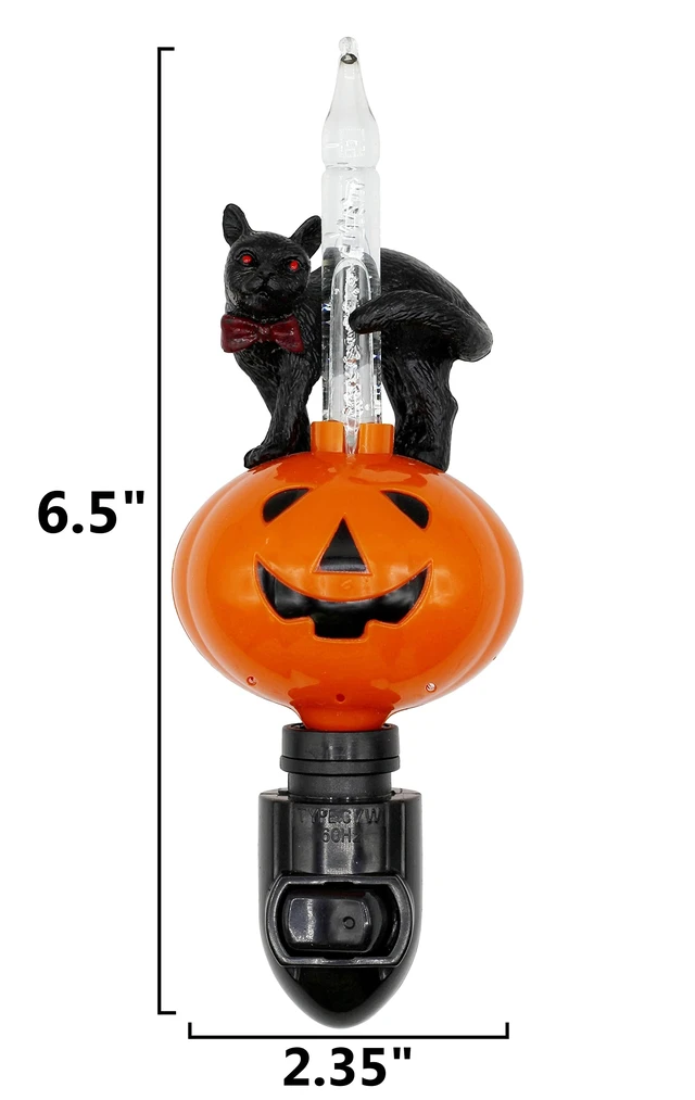 Alt view image 2 of 7 - Halloween Pumpkin Jack O' Lantern & Black Cat Bubble Night Light