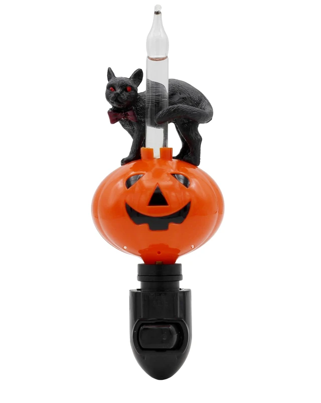 Alt view image 5 of 7 - Halloween Pumpkin Jack O' Lantern & Black Cat Bubble Night Light