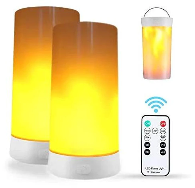 Main image of 2PCS LED Flame Light, USB Rechargeable Flame Lamp with Remote & Timer, Waterproof Dimmable Flameless Candles Light for Home Party Garden Camping Halloween Christmas Decoration
