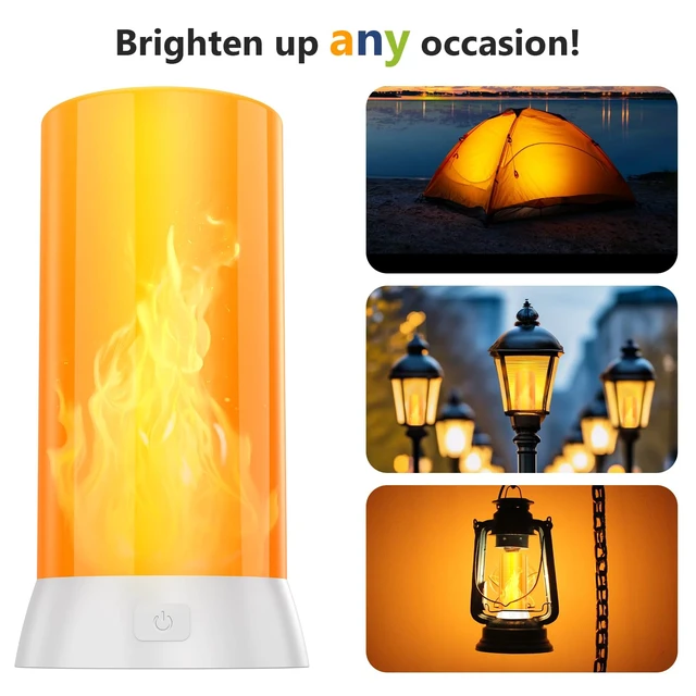 Alt view image 2 of 6 - 2PCS LED Flame Light, USB Rechargeable Flame Lamp with Remote & Timer, Waterproof Dimmable Flameless Candles Light for Home Party Garden Camping Halloween Christmas Decoration