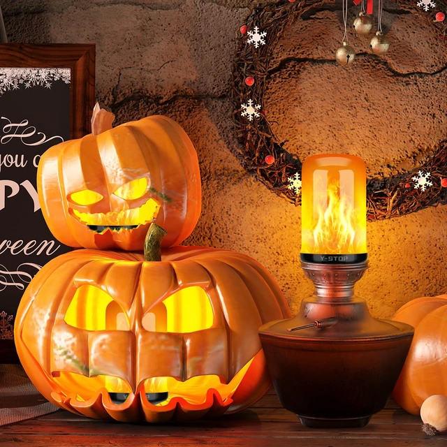 Alt view image 2 of 7 - Upgraded Flame Light Bulbs, 4 Modes Flickering Light Bulb Outdoor with Upside Down Effect, E26 Base Flame Bulb for Christmas Decorations Outdoor, Halloween Lights, Party Decor (2 Pack)