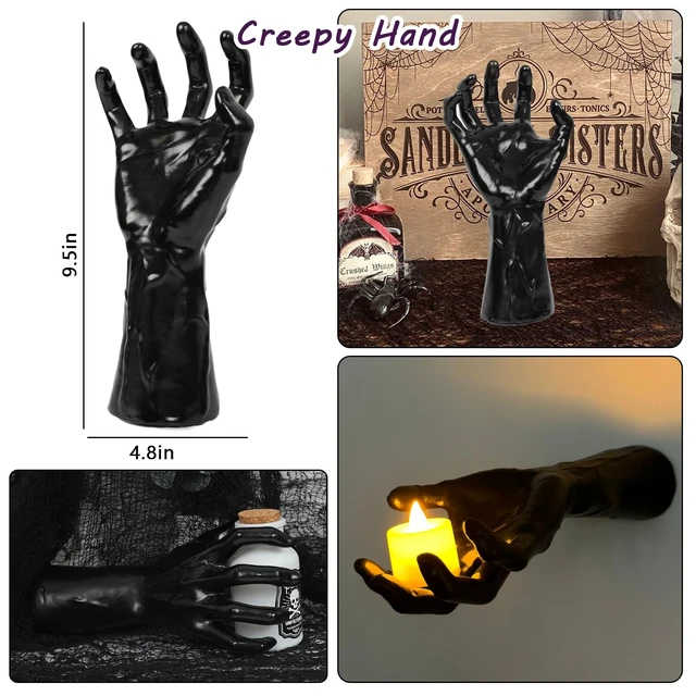 Alt view image 3 of 7 - Halloween Decor 3Set Creepy Hands with Candles Halloween Wall Decor | Spooky Halloween Decorations Indoor Outdoor, Life-Sized Horror Hands