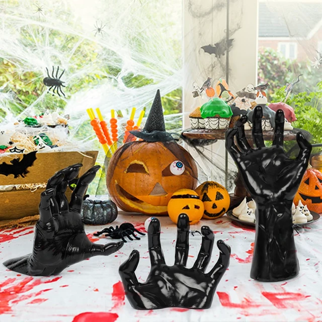 Alt view image 7 of 7 - Halloween Decor 3Set Creepy Hands with Candles Halloween Wall Decor | Spooky Halloween Decorations Indoor Outdoor, Life-Sized Horror Hands
