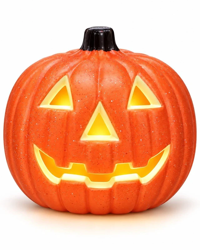 Main image of 8 Inch Light Up Jack O Lantern, LED Halloween Pumpkin Decoration, Plastic Pumpkin Lantern for Indoor Table, Mantel and Party Decor (AA Batteries Not Included)