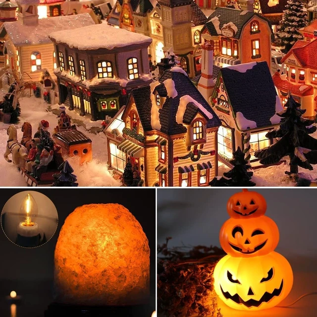 Alt view image 7 of 7 - 2Pack Accessory Cord with C7 Led Light Bulb Candelabra-Base E12 Socket | 6 Feet White Cord with On/Off Switch Plugs for Holiday Decorations, Christmas Village House, Pumpkin Lights