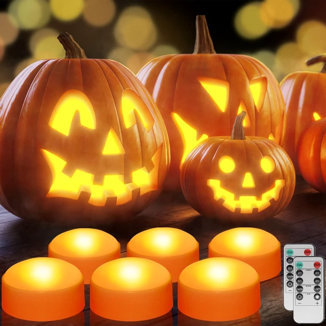 Main image of 6-Pack Halloween Decorations LED Pumpkin Lights, Pumpkin Light Decoration | Bright and Flickering Flameless Candles With Remote Control and Timer, Jack O Lantern Lights Battery Operated for Halloween