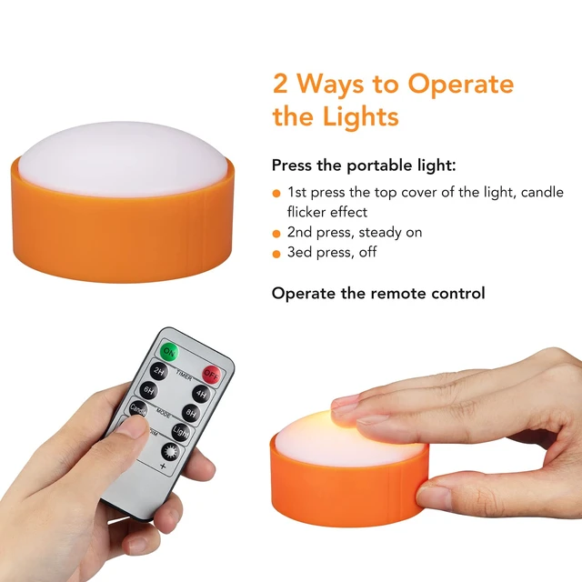 Alt view image 4 of 6 - 6-Pack Halloween Decorations LED Pumpkin Lights, Pumpkin Light Decoration | Bright and Flickering Flameless Candles With Remote Control and Timer, Jack O Lantern Lights Battery Operated for Halloween