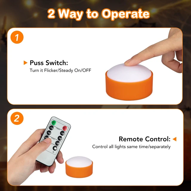 Alt view image 3 of 7 - Flameless Pumpkin Light Battery Operated Jack-O-Lantern Light | with Remote, Timer, Dimmable Flickering, LED Halloween Candle Lights for Halloween Indoor/ Oudoor Decorations, 4 Pack
