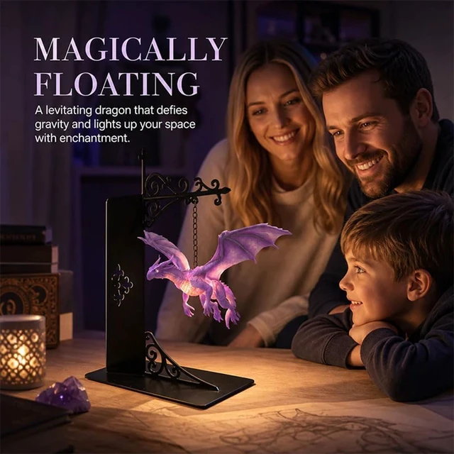 Alt view image 4 of 7 - Halloween Edition Library Shelf Lanterns, Magical Floating Dragon Bookshelf Lamp, Ghost Bookshelf Lantern with Pumpkin & Bat, Decorative Halloween Decor Lamp Book Lover Gift (Floating Dragon)