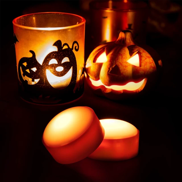 Alt view image 6 of 7 - Flameless Pumpkin Light Battery Operated Jack-O-Lantern Light | with Remote, Timer, Dimmable Flickering, LED Halloween Candle Lights for Halloween Indoor/ Oudoor Decorations, 4 Pack