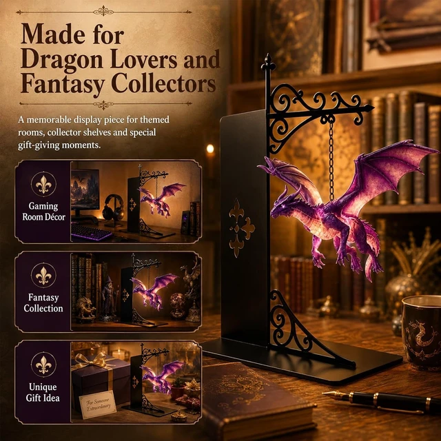 Alt view image 6 of 7 - Halloween Edition Library Shelf Lanterns, Magical Floating Dragon Bookshelf Lamp, Ghost Bookshelf Lantern with Pumpkin & Bat, Decorative Halloween Decor Lamp Book Lover Gift (Floating Dragon)