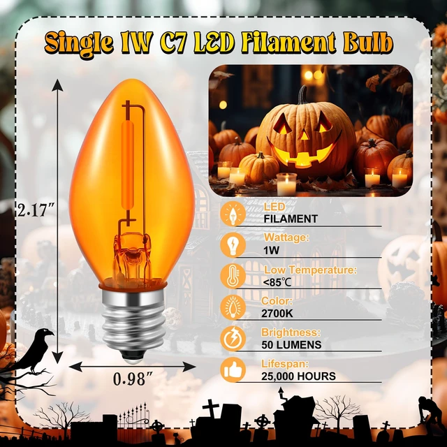 Alt view image 4 of 7 - 4 Pack Accessory Cord with LED Bulb, 6ft Light Cord | On/Off Switch, Female/Male Plugs, Blow Mold Light Kit Replacement for Halloween Pumpkin, Paper Lantern, Salt Lamps, Skeleton