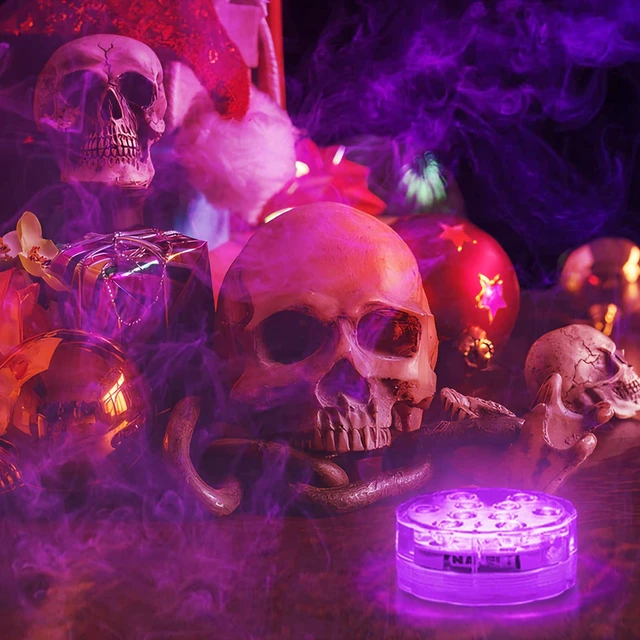 Alt view image 3 of 7 - Pumpkin Lights with Remote, Battery Operated Jack O Lantern Lights for Pumpkins, Halloween Decor, Puck, Bathtub, Hot Tub, Party, 4 Pack