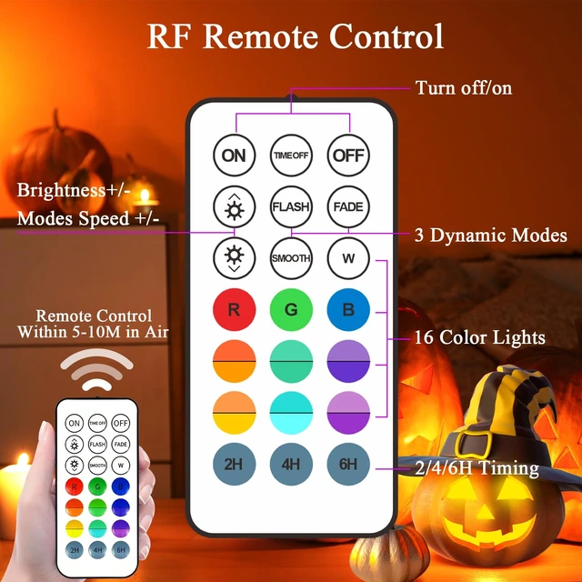 Alt view image 5 of 7 - Pumpkin Lights with Remote, Battery Operated Jack O Lantern Lights for Pumpkins, Halloween Decor, Puck, Bathtub, Hot Tub, Party, 4 Pack